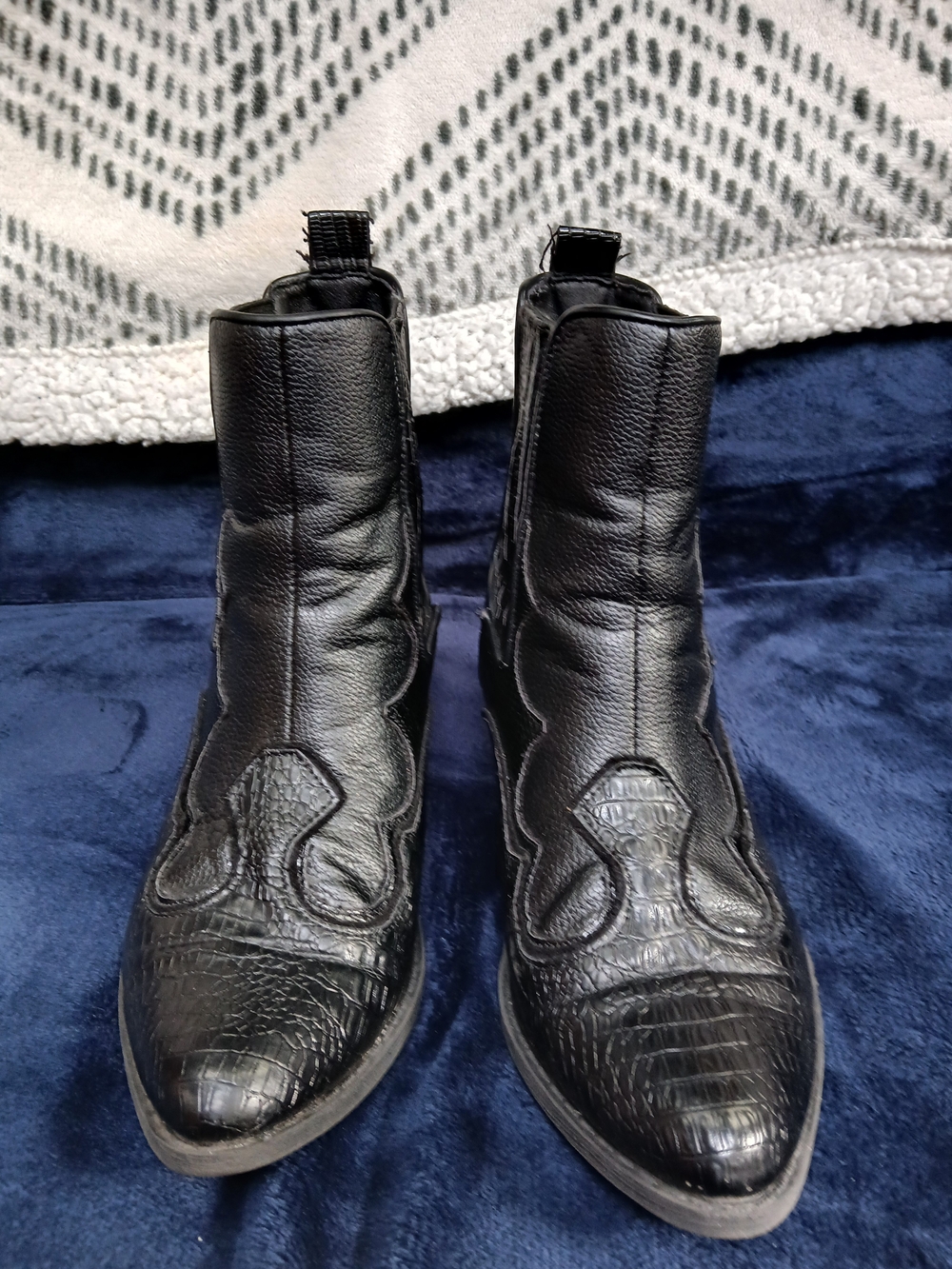 Coconuts by Matisse Western Black Textured Pointed Toe Ankle Booties